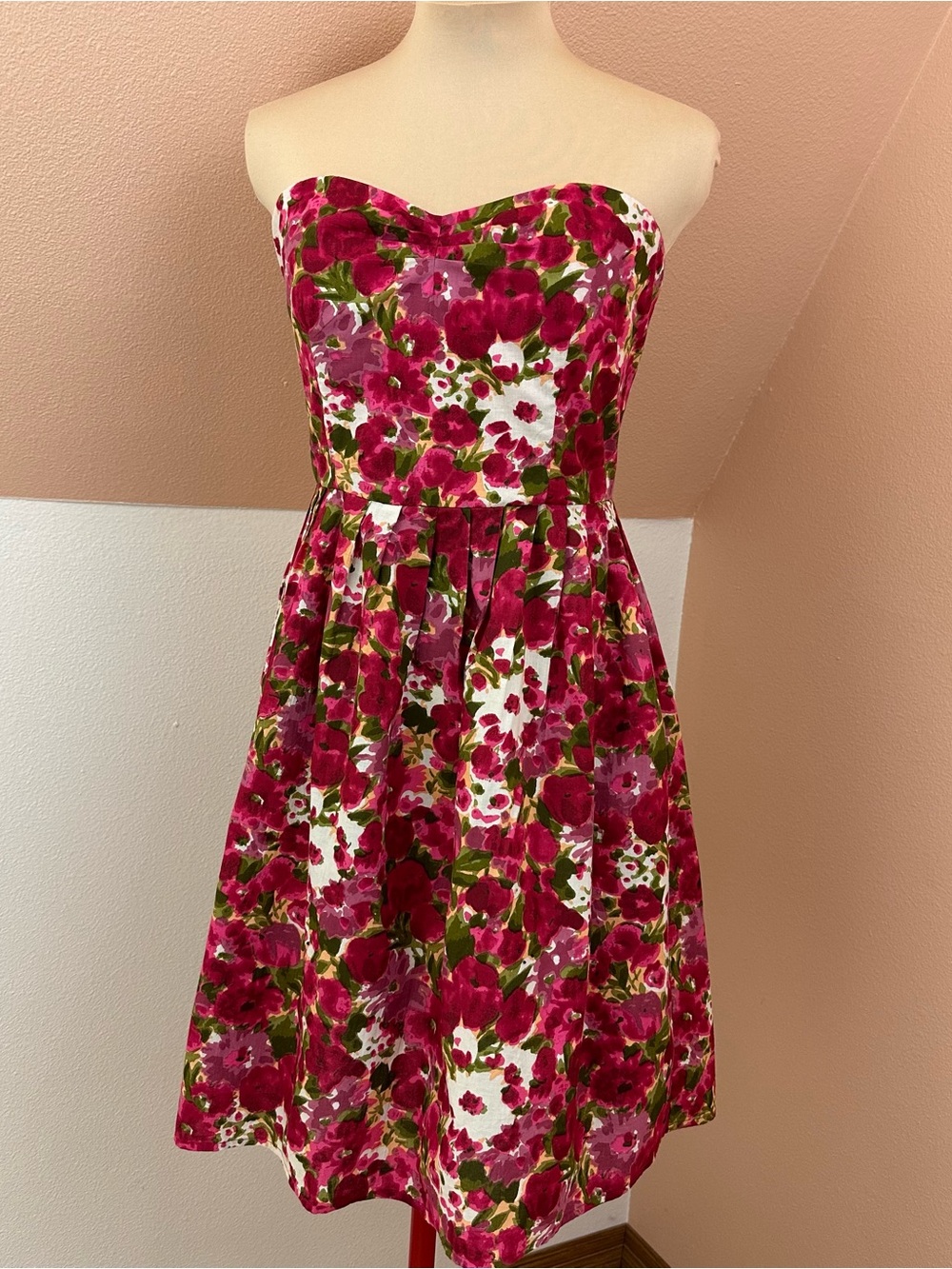 Vintage 90s Newport News Floral Sundress Size 10 Fit Flare 100% Cotton Dress Y2K
